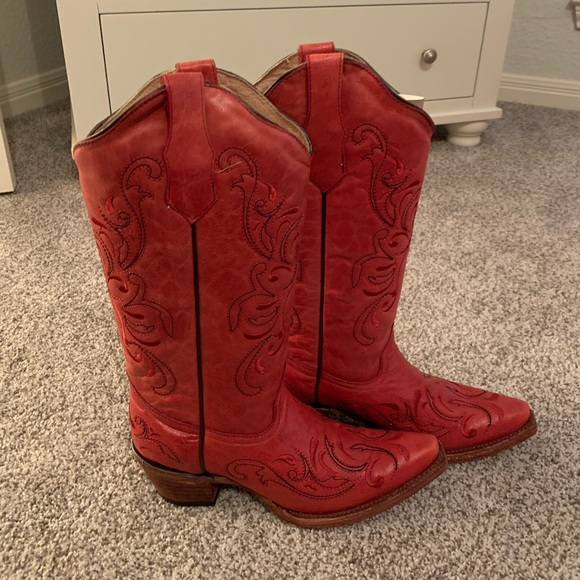 Corral Shoes - New with tags- Corral Red Leather Boots, Size 8